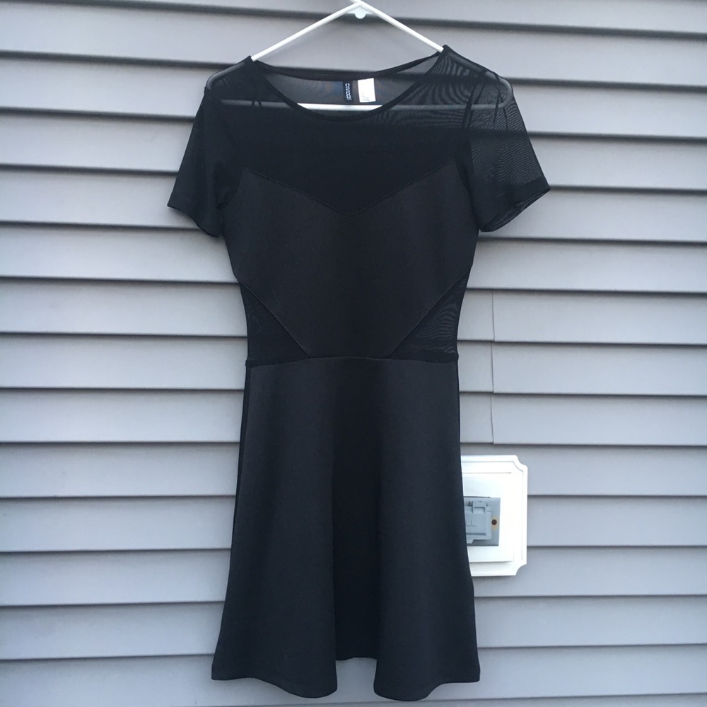 H&M Mesh Little Black Skater Dress